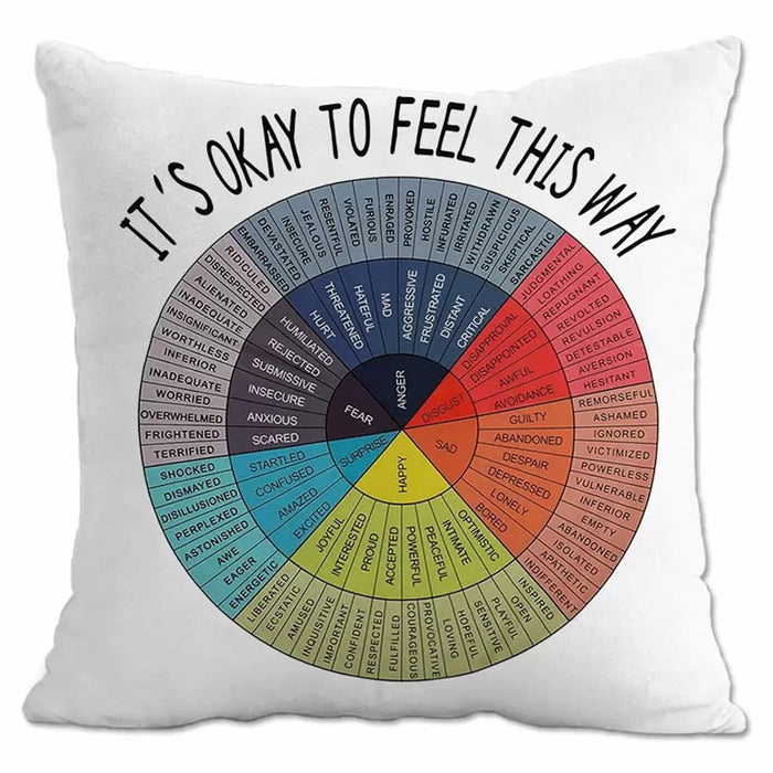 Chinosuo Feelings Wheel Pillow Covers 18x18 White Emotional Therapy Decor by Deal US
