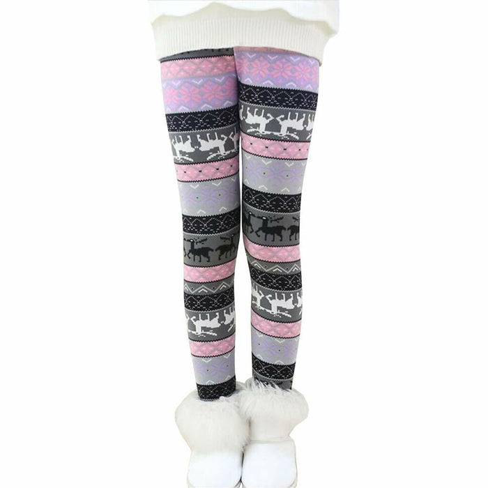 Rysly Girls Winter Thick Warm Fleece Lined Leggings Purple Elk Size 120 by Deal US