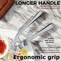 Kitessensu Garlic Press Set with Silicone Peeler & Brush, Gloss Silver by Deal US