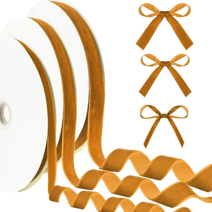 Yilloog 3 Rolls Christmas Velvet Ribbon 75 Yards 3/8 5/8 1 Inch Khaki Satin by Deal US