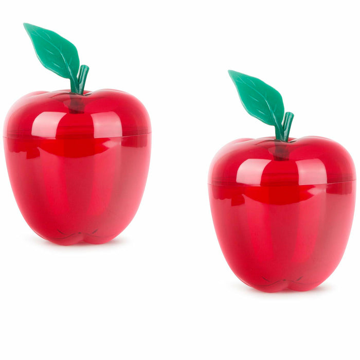 Large Red Apple Shaped Plastic Cookie Jar Set of 2 Merry Christmas by Deal US