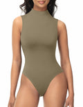 Women's Sleeveless Mock Turtle Neck Bodysuit Slim Fit Racerback Size M by Deal US