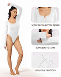 MANGOPOP Ribbed Long Sleeve Bodysuit Tummy Control Thong Seamless by Deal US