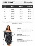 Wenrine Womens Off Shoulder Striped Knit Mini Dress Red Long Sleeve Size M by Deal US