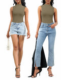 Women's Sleeveless Mock Turtle Neck Bodysuit Slim Fit Racerback Size M by Deal US