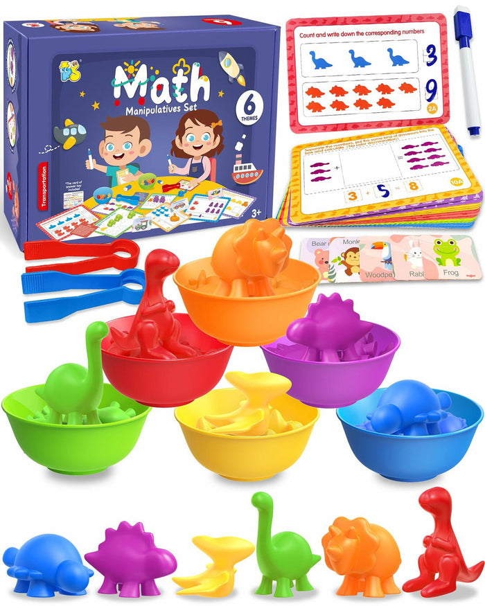 Yetonamr Montessori Counting Dinosaurs Educational Toy Set for Kids by Deal US