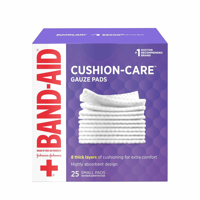 BAND-AID Cushion-Care Gauze Pads 2x2in 25ct Sterile Absorbent Padding by Deal US