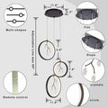 ACNENZIO Black 3-Light Pendant Lighting Fixture, Adjustable, Black 3-Ring by Deal US