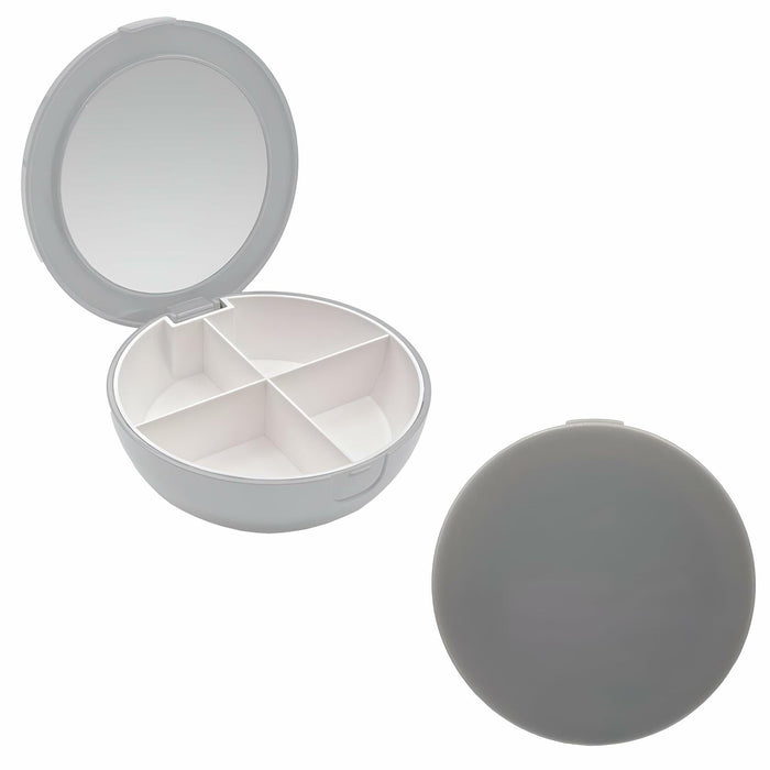 EZY DOSE Travel Pill Organizer Gray Compact Portable Medicine Case with Mirror by Deal US