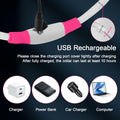 Flycoco LED Rechargeable Dog Collar Light Pink USB Adjustable Safety by Deal US