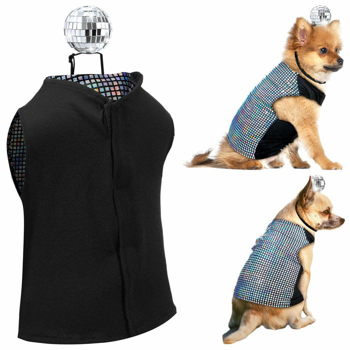 Huhumy Dog Costume Set M Disco Sequins Shirt & Disco Ball Headband by Deal US