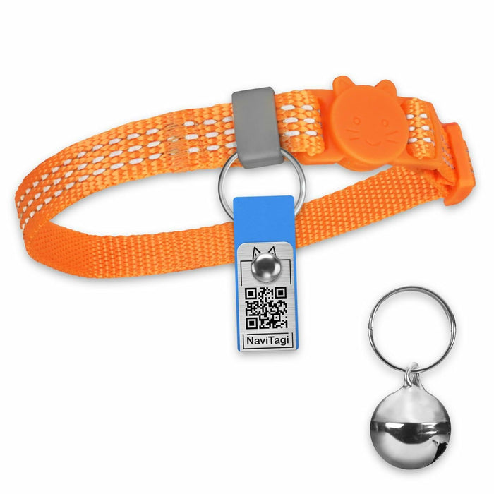 NaviTagi Cat Breakaway Collar XS Orange Reflective Soft Adjustable Bell by Deal US