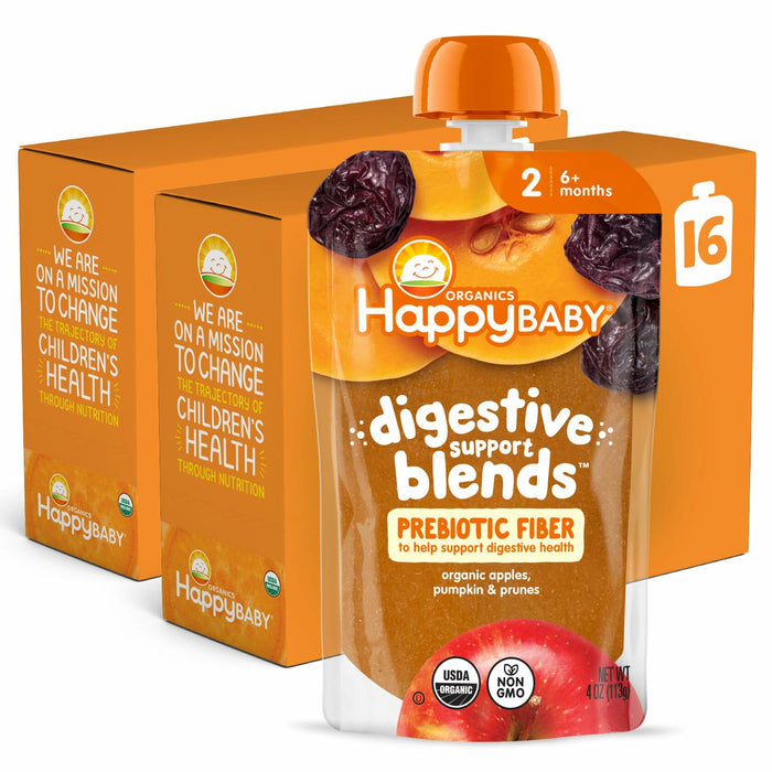 BestBy07/25 Happy Baby Organic Digestive Support Stage 2 Baby Food 4oz Pouch x16 by Deal US
