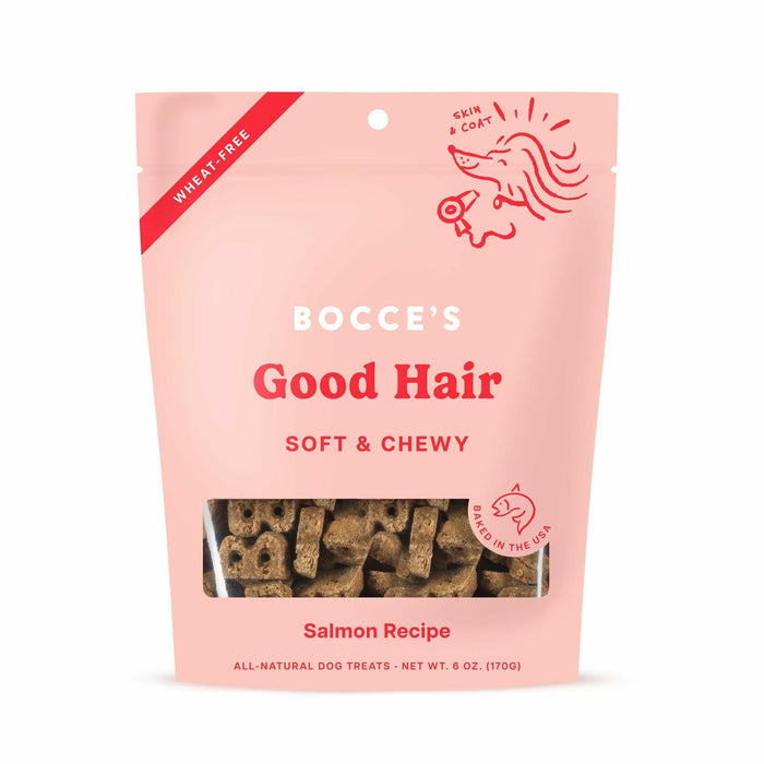 BestBy01/25 Bocce's Bakery Good Hair Dog Treats Salmon 6oz Soft Chewy Wheat-Free by Deal US