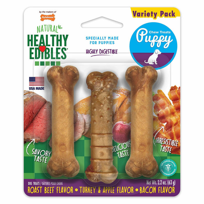 BestBy07/27 Nylabone Healthy Edibles Puppy Chews X-Small 3 Count Roast Beef by Deal US