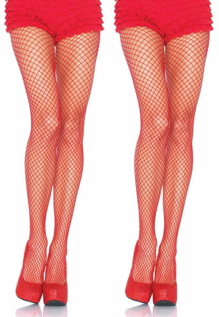 Leg Avenue Industrial Net Panty Hose 2 Pair Red Wide Fishnet Size One Size by Deal US