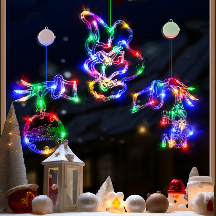 FASISOY 3 Pack Multi-Color Christmas Window Lights Battery Operated Timer by Deal US