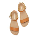DREAM PAIRS Women's Ankle Strap Flat Sandals Open Toes Size 6.5 Tan HOBOO by Deal US