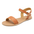DREAM PAIRS Women's Ankle Strap Flat Sandals Open Toes Size 6.5 Tan HOBOO by Deal US