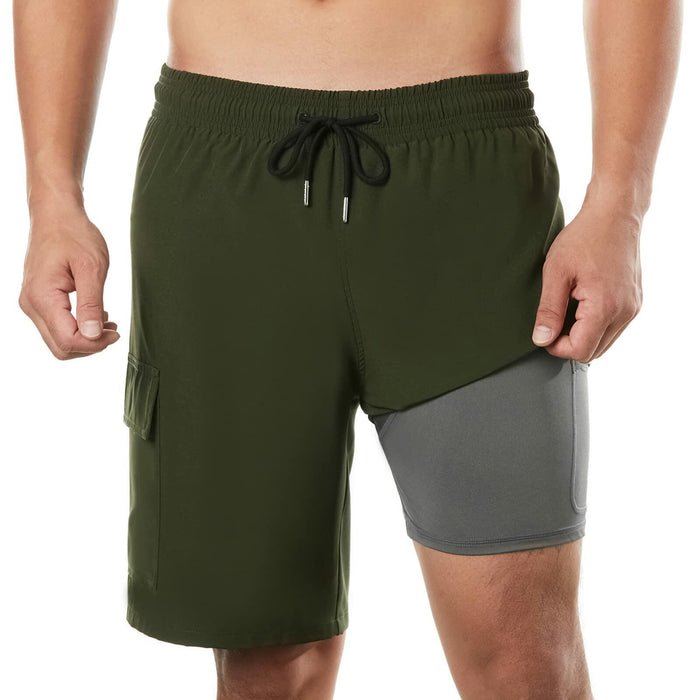 BRISIRA Mens Quick Dry Swim Trunks 9in ArmyGreen Size 34 by Deal US