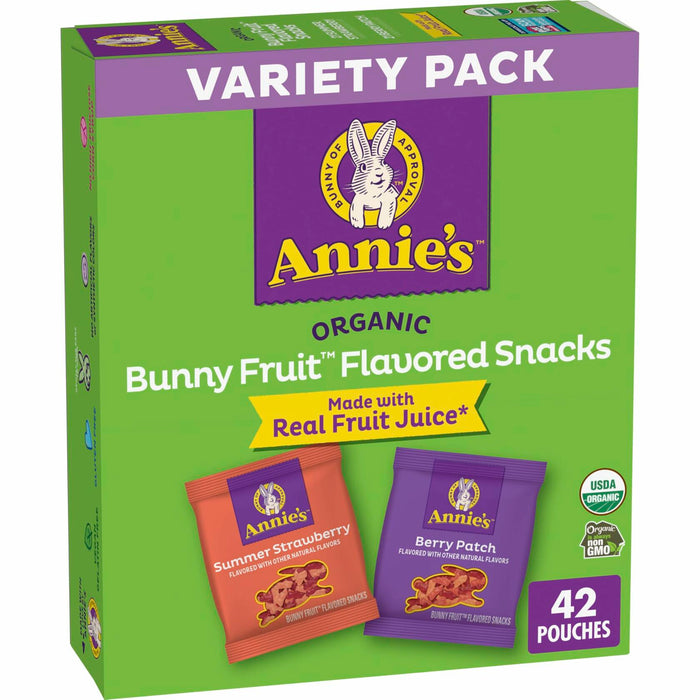 BestBy03/25 Annie's Organic Bunny Fruit Snacks Variety Pack 42 Count 29.4oz by Deal US