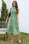 ZOOMOON Women's 2024 Army Green Maxi Dress Smocked Waist Casual Short Sleeve - L by Deal US