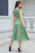ZOOMOON Women's 2024 Army Green Maxi Dress Smocked Waist Casual Short Sleeve - L by Deal US