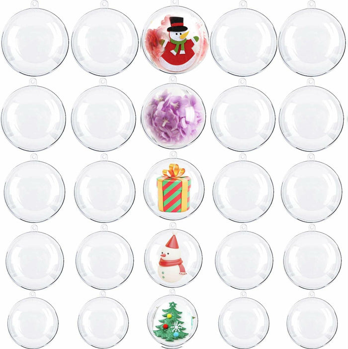 Ranchbtn 25pcs Clear Plastic Fillable Ornaments Various Sizes DIY Decor by Deal US