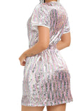 Field Day Sequin Dress Rainbow Festival Short Sleeve Size M by Deal US