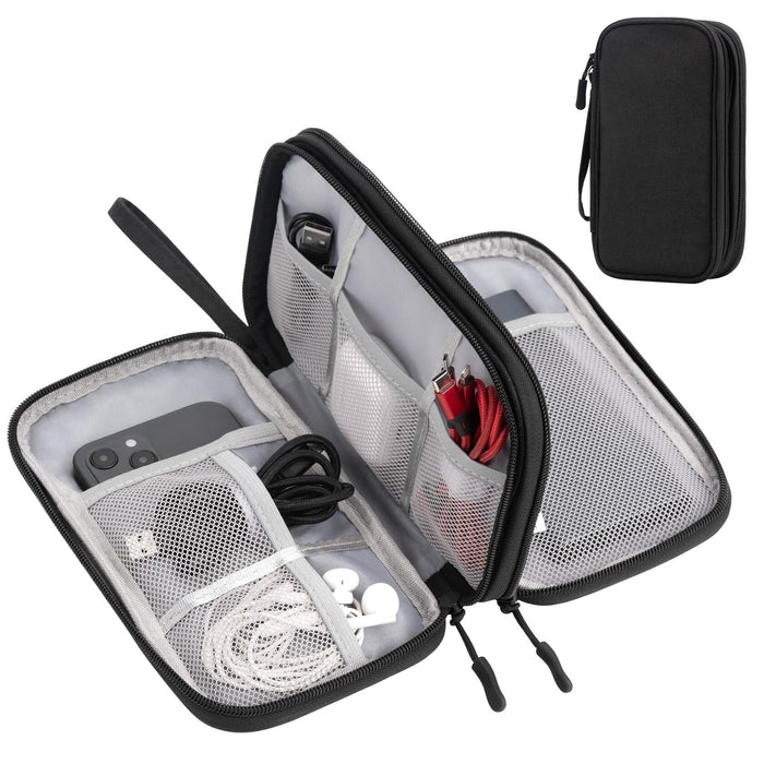 Arae Travel Electronic Organizer Pouch Black Double Layer Waterproof by Deal US