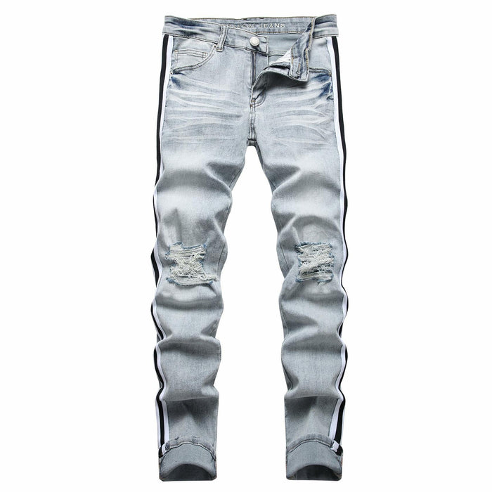 ABSECAI Men's Skinny Ripped Slim Fit Stretch Jeans Blue Size 34 by Deal US