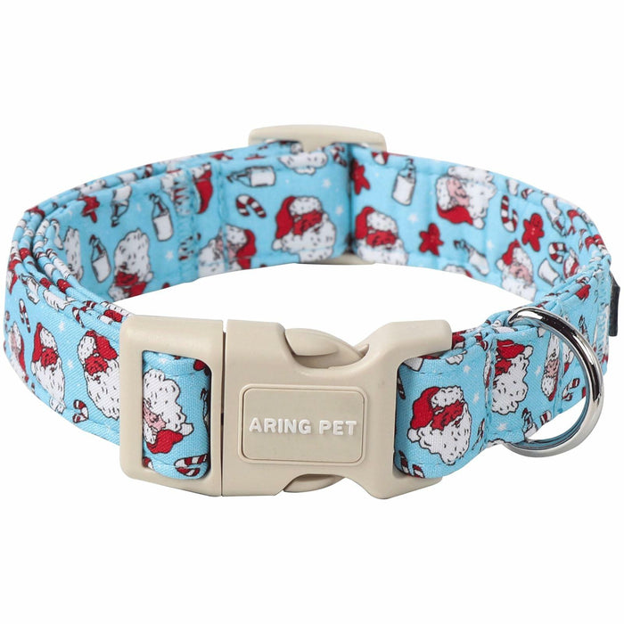 ARING PET Christmas Dog Collar Blue Adjustable Cotton Quick Release Puppy Collar by Deal US