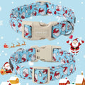 ARING PET Christmas Dog Collar Blue Adjustable Cotton Quick Release Puppy Collar by Deal US