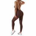 RUUHEE Women's Brown Seamless Backless Tummy Control Jumpsuit Size XL by Deal US
