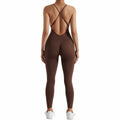 RUUHEE Women's Brown Seamless Backless Tummy Control Jumpsuit Size XL by Deal US