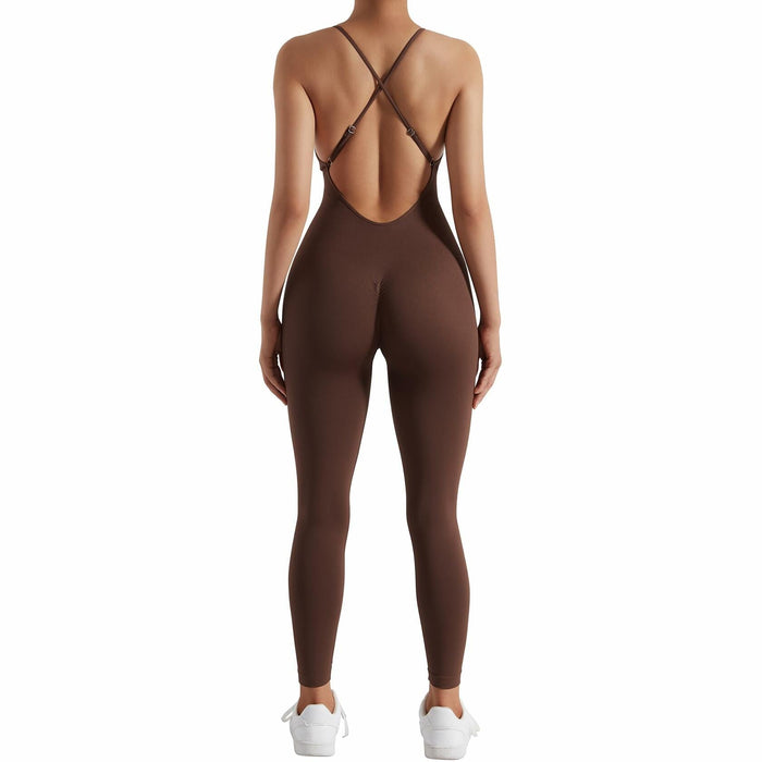RUUHEE Women's Brown Seamless Backless Tummy Control Jumpsuit Size XL by Deal US
