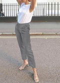 Acelitt Women's Gray High Waisted Casual Trousers Pants Large Pockets - Size L by Deal US
