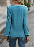Samefar Womens Blue Long Sleeve V Neck Casual Loose Business Top Small by Deal US