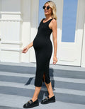 Brynmama 2 Pack Maternity Skirts Black Grey Small Sleeveless Side Split by Deal US