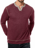 JMIERR Men's Henley Shirt Red Long Sleeve V Neck Lightweight Size 2XL by Deal US