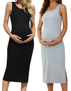 Brynmama 2 Pack Maternity Skirts Black Grey Small Sleeveless Side Split
