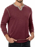 JMIERR Men's Henley Shirt Red Long Sleeve V Neck Lightweight Size 2XL by Deal US