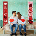 2 Pc Valentine Red Buffalo Plaid Door Banner Love Heart Decor Home by Deal US