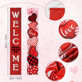 2 Pc Valentine Red Buffalo Plaid Door Banner Love Heart Decor Home by Deal US
