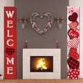 2 Pc Valentine Red Buffalo Plaid Door Banner Love Heart Decor Home by Deal US
