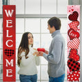 2 Pc Valentine Red Buffalo Plaid Door Banner Love Heart Decor Home by Deal US