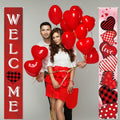 2 Pc Valentine Red Buffalo Plaid Door Banner Love Heart Decor Home by Deal US