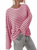 BZB Womens Beige Striped Long Sleeve Shirt Oversized Tunic Top M by Deal US