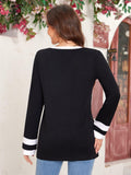 Black V Neck Long Sleeve Tee Women Plus Size S Lightweight Jersey Top by Deal US