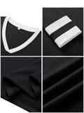 Black V Neck Long Sleeve Tee Women Plus Size S Lightweight Jersey Top by Deal US